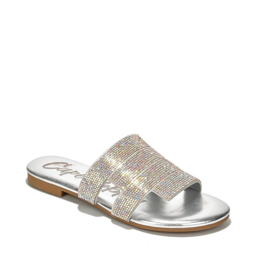 Silver Rhinestone Flat Sandal - Picture 2 of 5